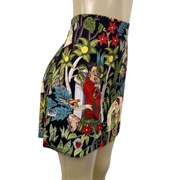 Frida Kahlo Women’s Multicolor High-Waist Graphic Mini Skirt Size XL - Picture 2 of 7